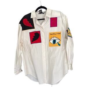 Vintage 1990 IB Diffusion Dear John Embroidered Novelty Shirt Pop Art Patches